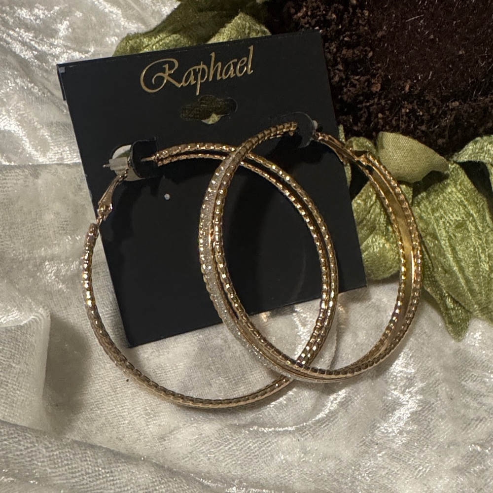 🌸Final price🌸 Rapha Elegant Gold Textured Hoop Earrings
